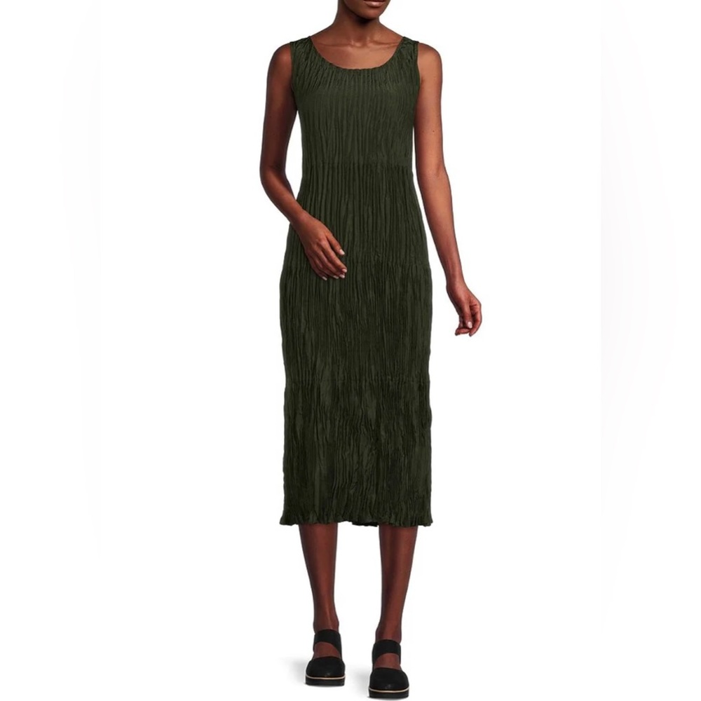 Eileen Fischer Crushed Silk Sleeveless Midi Dress - WORN ONCE! (Small)